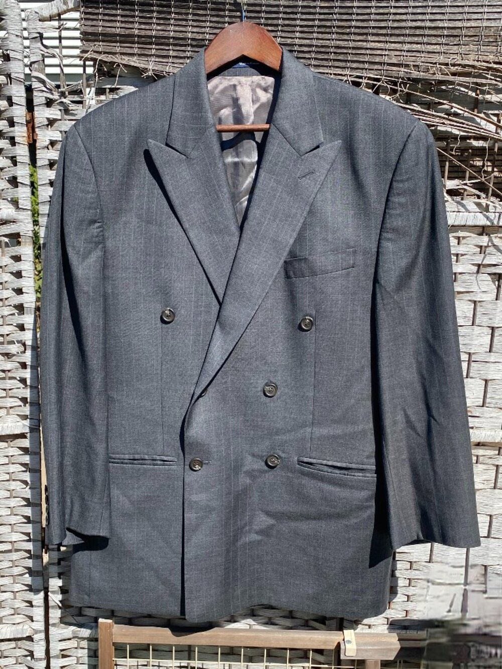 90s Chaps Ralph Lauren Double Breast Blazer Peak Lapels Wool Cashmere Vintage